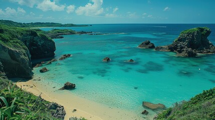 Fototapeta premium Serene Okinawa Island Beach and Ocean View