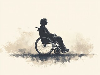 Obraz premium Minimalist illustration of a person in a wheelchair. AI generated