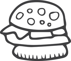 Hamburger doodle. Food line symbol. Menu icon