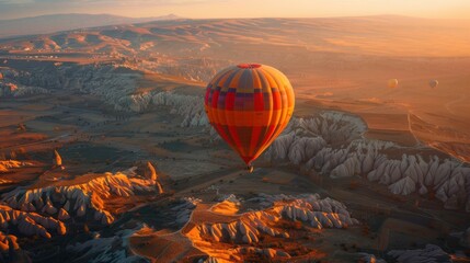 Obraz premium Stunning Hot Air Balloon Ride Over Breathtaking Landscape