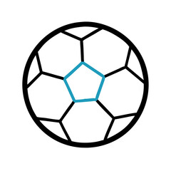 Fototapeta premium Stylized Soccer Ball Icon in Black and Cyan