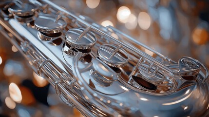 shiny silver saxophone with a smooth, polished surface