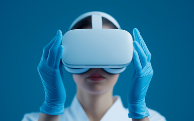 Navigating the digital frontier woman engages with virtual reality technology