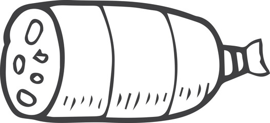 Mortadella doodle. Gourmet ham meat product drawing