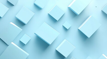 Abstract Blue Cubes Minimalist Background