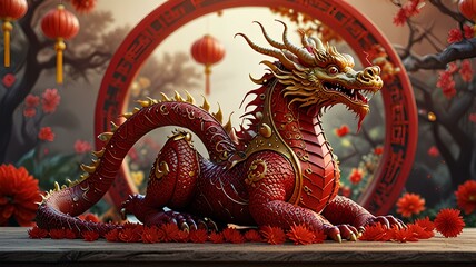 Obraz premium Chinese zodiac dragon. Chinese lunar new year celebration.
