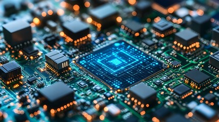 Obraz premium Advanced AI system monitoring and automating processes in a cybernetic factory with robotic arms