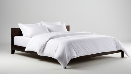 Elegant bedding set mockup featuring a duvet, pillows, and bedsheets. Perfect for showcasing your textile designs