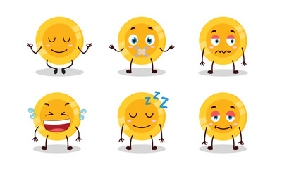 funny coin cartoon with various expressions vector illustration