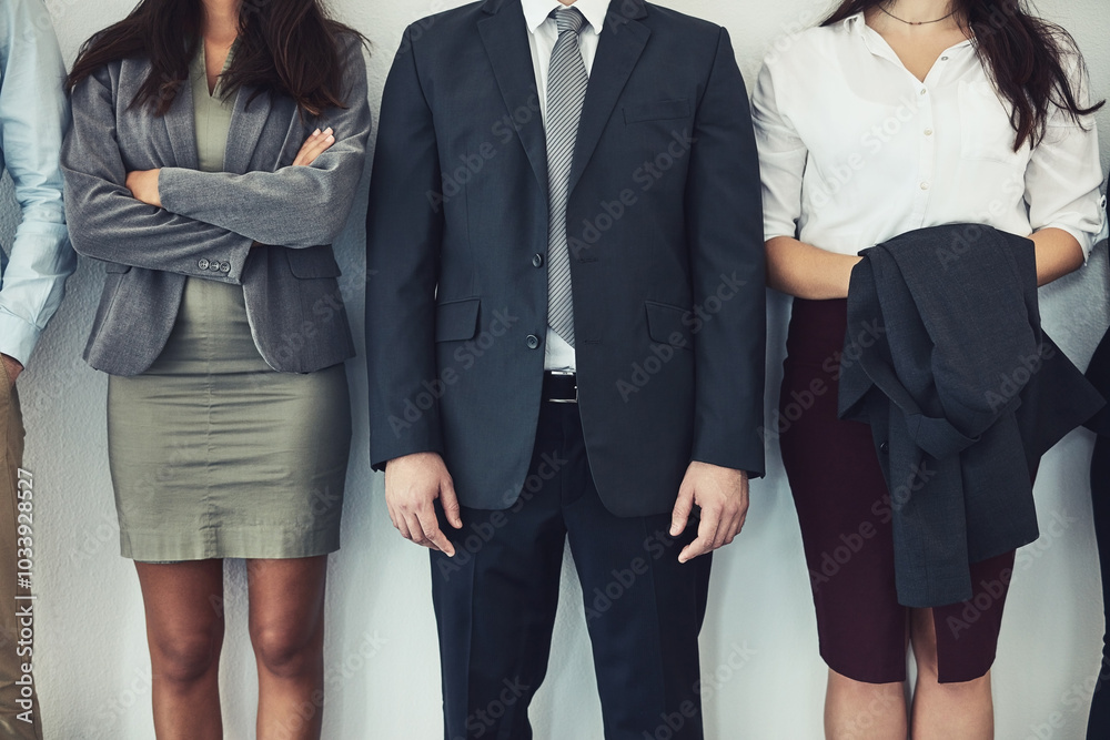 Poster business people, queue and group for interview, onboarding and human resources with job search and c