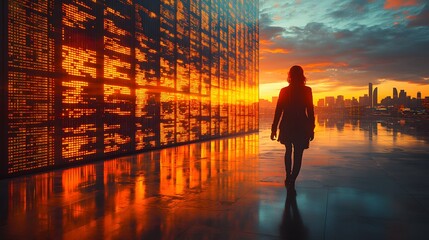 A hacker facing a security wall while attempting to breach a corporate database, highlighting the importance of strong firewalls