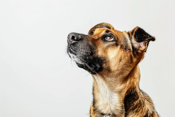 Dog headshoot isolated against white background