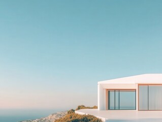 Modern minimalist seaside villa with expansive ocean views