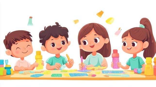 Kids engaging in fun creative activities