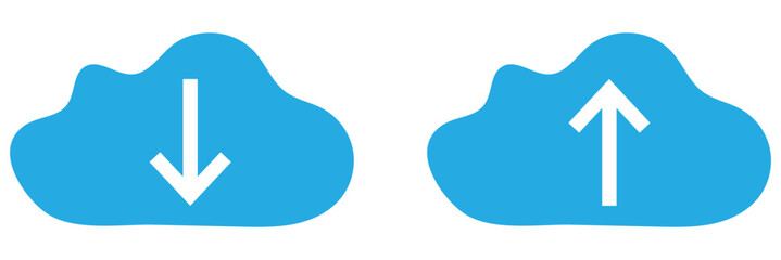 cloud download icon with arrow down symbol, save import icon, data storage database icons button