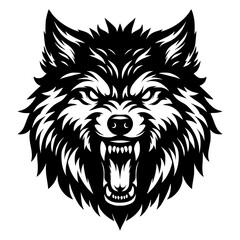 Angry wolf head silhouette vector 