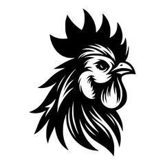 Chicken head silhouette isolated on white background 