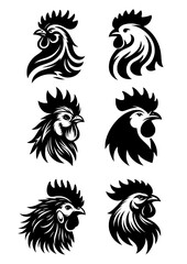Set of chicken silhouette vector 