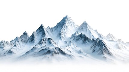 Snowy mountains Isolate on white background 3d illustration. 