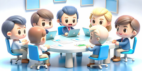 Team Discussion at Table with Soft Business Background for Collaboration and Communication - Candid Image with Text Space | Photo Stock Concept