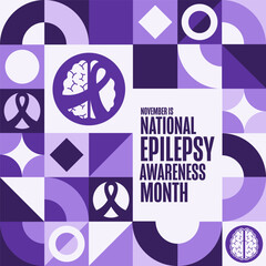 November is National Epilepsy Awareness Month. Holiday concept. Template for background, banner, card, poster with text. Vector EPS10 illustration.