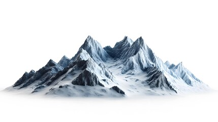 Snowy mountains Isolate on white background 3d illustration. 