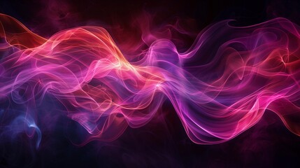 Fototapeta premium Abstract pink and purple light waves against a dark background. creating a fluid and dynamic design perfect for digital art, wallpapers, or backgrounds for creative projects