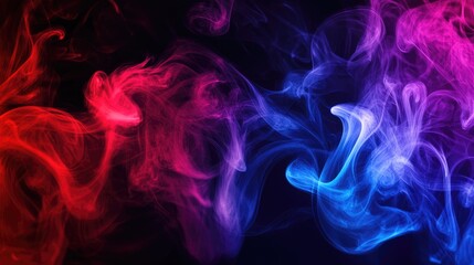 Obraz premium Swirling hues of red and blue smoke intertwine, creating an enchanting abstract backdrop