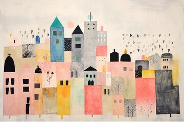 City collage backgrounds painting.