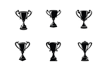 Trophy Collection Iconic Gold Cup Logos, Stylish Silhouettes, and Premium Vector Illustrations
