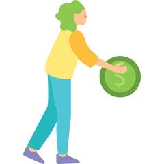 Woman holding coin vector funding icon isolated