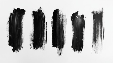 Abstract Black Brush Strokes on White Background