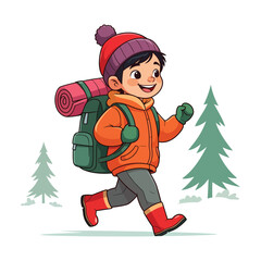Cute Backpacker Prepared for Cold Weather Adventure