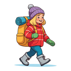 Cute Backpacker Prepared for Cold Weather Adventure