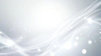 Abstract White Background with Glowing Lines and Glitter
