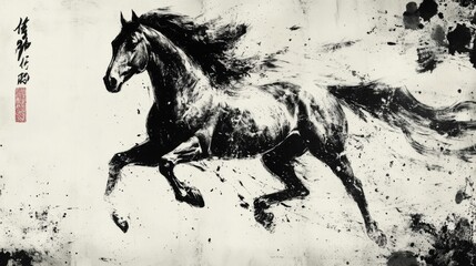 Dynamic Ink Horse Illustration