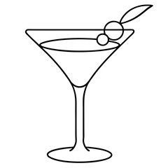 martini glass with olives and lime