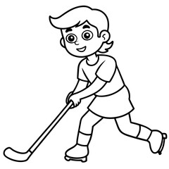 A cartoon kid playing  hockey