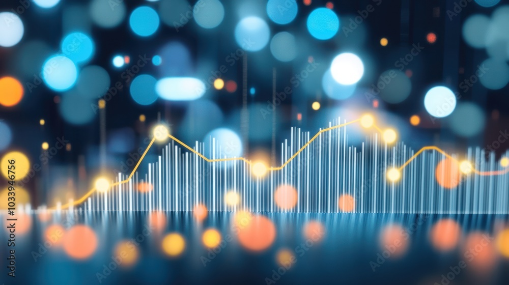 Aufkleber Abstract financial chart with bokeh lights
