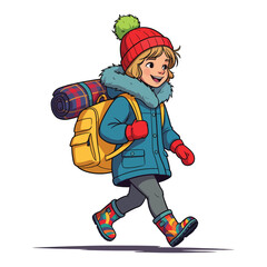 Cute Backpacker Prepared for Cold Weather Adventure