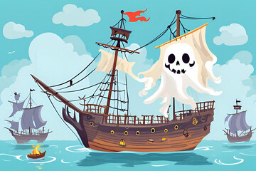 A ghost ship in the sea