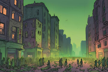 A zombie apocalypse scene