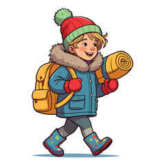 Cute Backpacker Prepared for Cold Weather Adventure