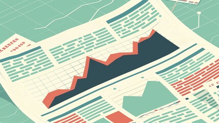 Flat design of a newspaper with headlines about an investment crisis, accompanied by graphs showing sharp declines, emphasizing the widespread concern and urgency