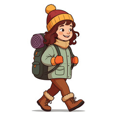 Cute Backpacker Prepared for Cold Weather Adventure