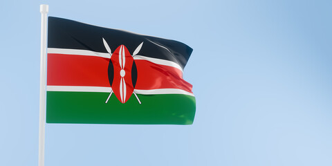Kenya flag of silk-3D illustration. 3d render.