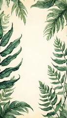 A botanical-themed wallpaper featuring intricate fern patterns, bringing a touch of nature indoors and creating a serene and refreshing ambiance.