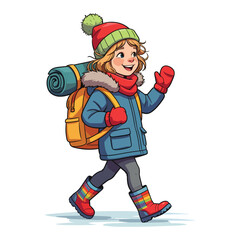 Cute Backpacker Prepared for Cold Weather Adventure
