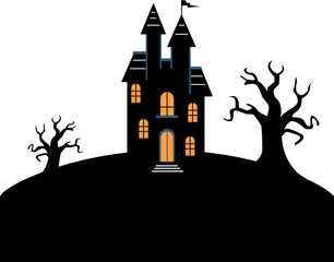 Haunted House Silhouette for Halloween Background