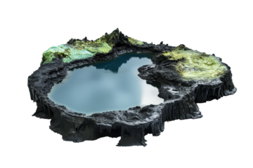 Stunning Volcanic Lakes Isolated on a transparent Background Perfect for Environmental Projects and Illustrations